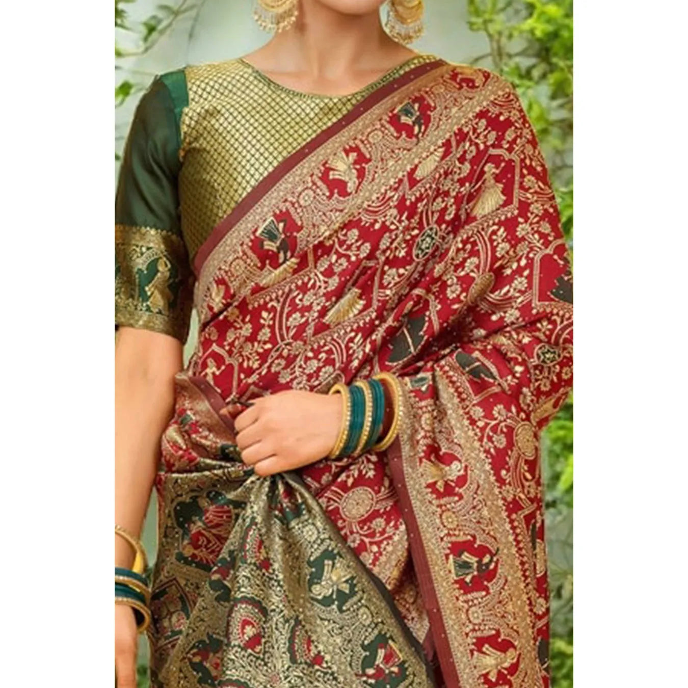 Fashionable Women's Silk Blend Woven Paithani Saree With Blouse Piece