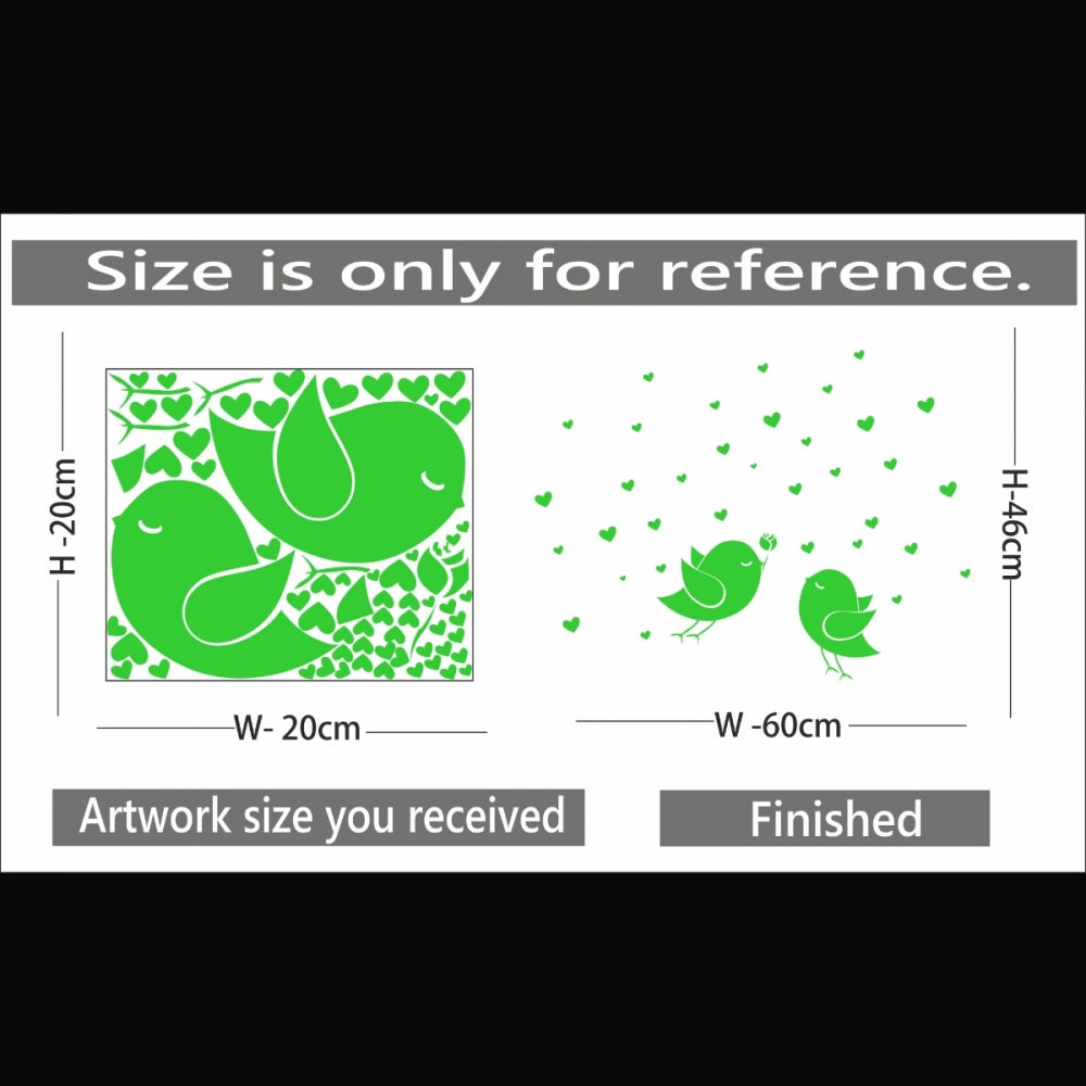 Beautiful Green Birds And Star Radium Wall Sticker