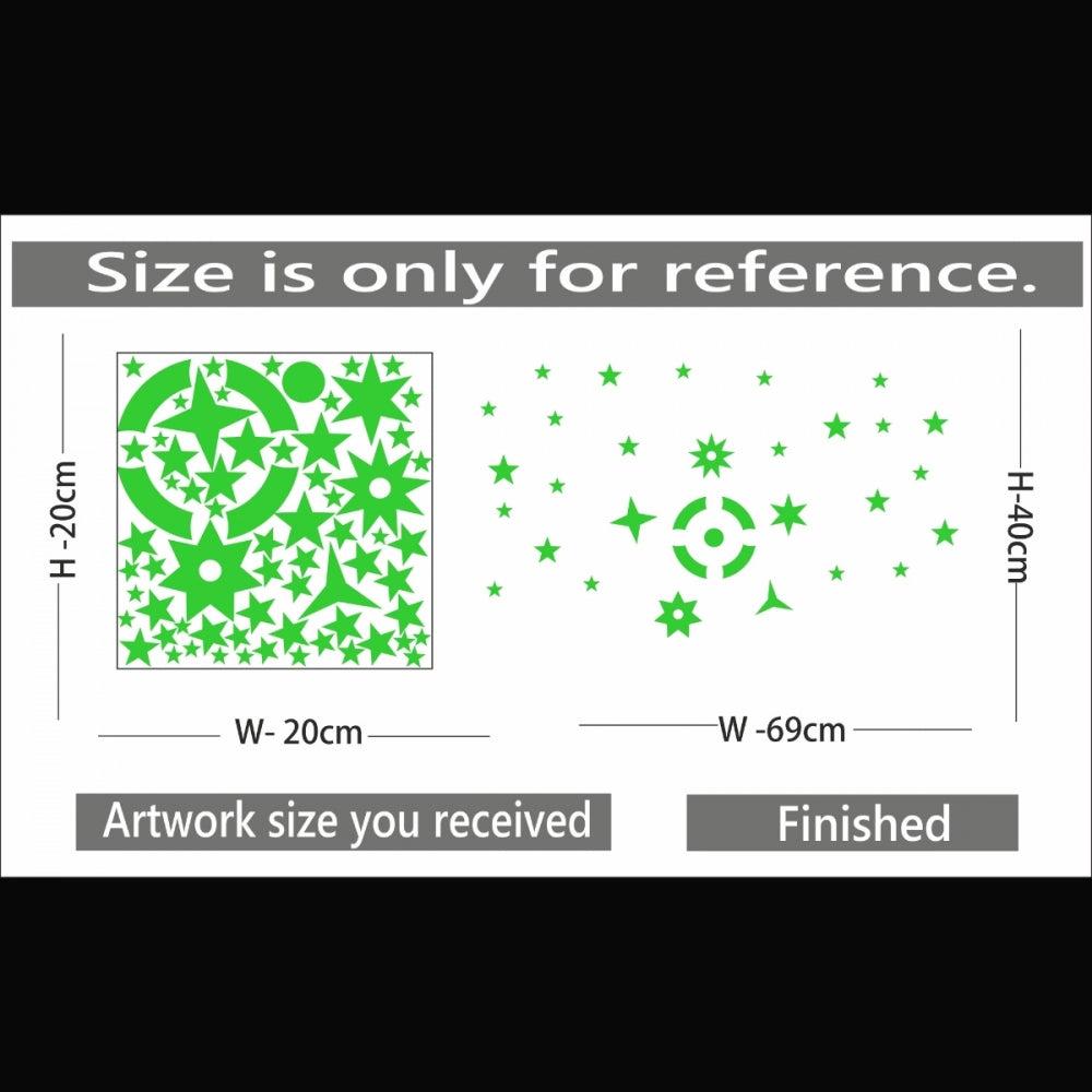 Pretty Green Galaxy Of Stars With Moon Radium Wall Sticker