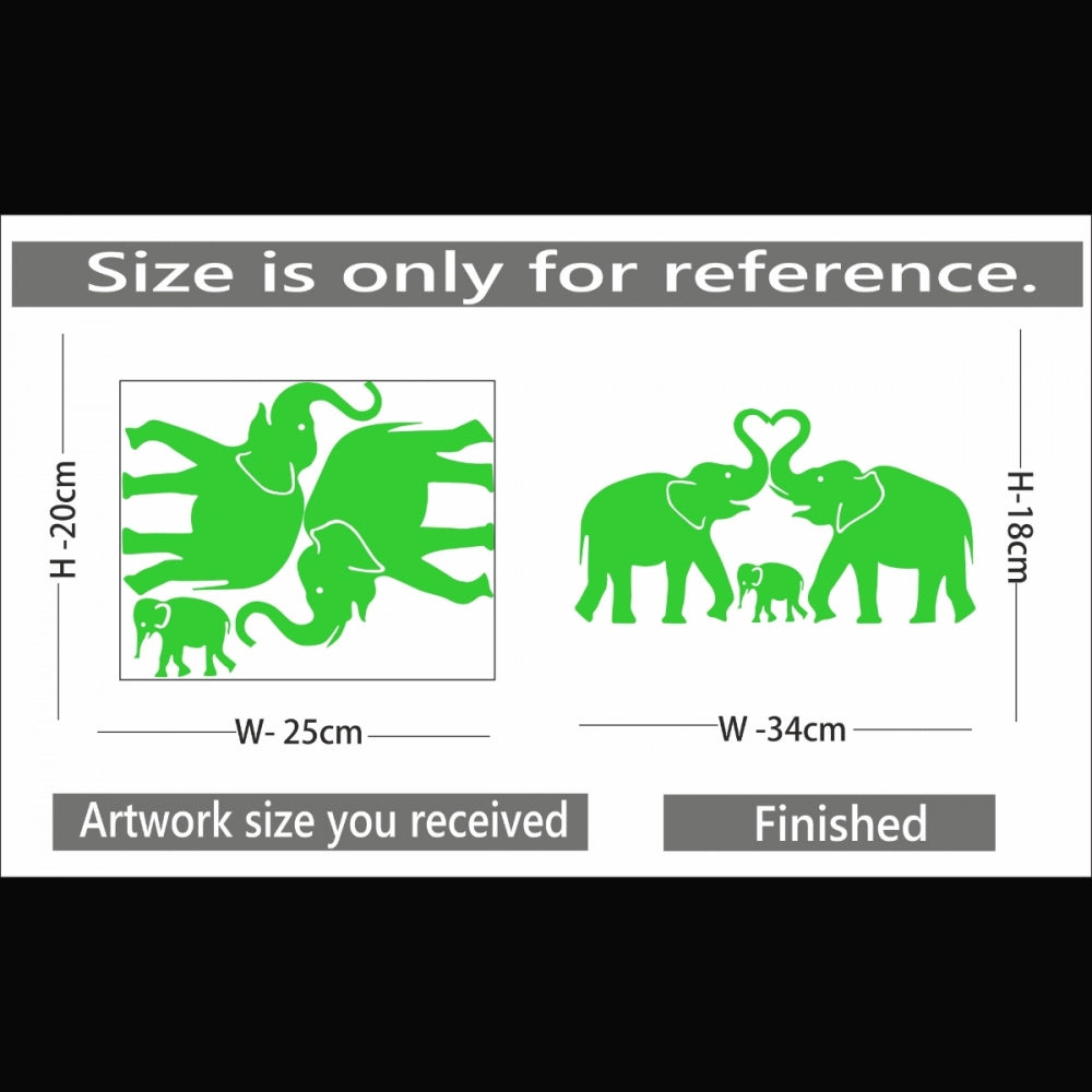Beautiful Green Decorative Elephant Radium Wall Sticker