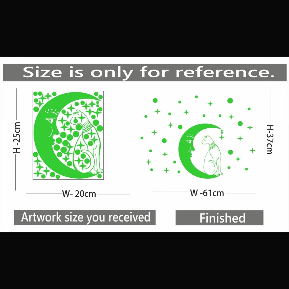 Pretty Green Galaxy Of Stars With Moon Radium Night Glow Wall Sticker