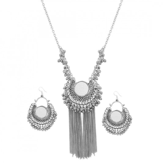 Precious Base Metal And Necklace With Earrings Set For Women
