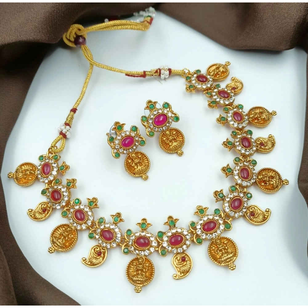 Urbane Gold Plated Traditional Necklace and Earrings Set