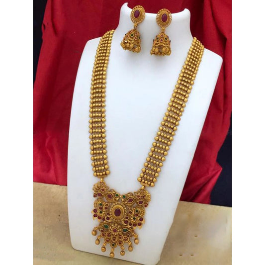 Unique Gold Plated Necklace and Earrings Set with Kundan Work