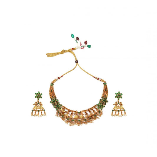 Classic Gold Plated Temple Necklace and Earrings Set