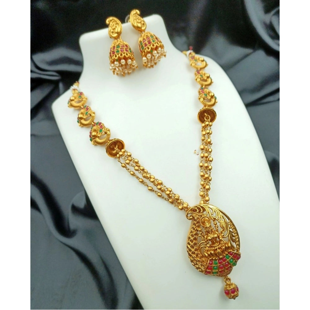 Unique Traditional Temple Necklace and Earrings Set in Gold