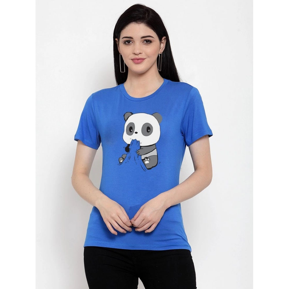 Sizzling Cotton Blend Panda Bites Printed T Shirt