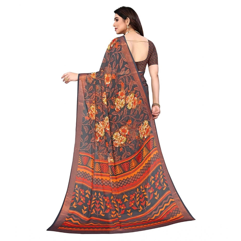 Awesome Viscose Rayon Printed Saree With Blouse piece