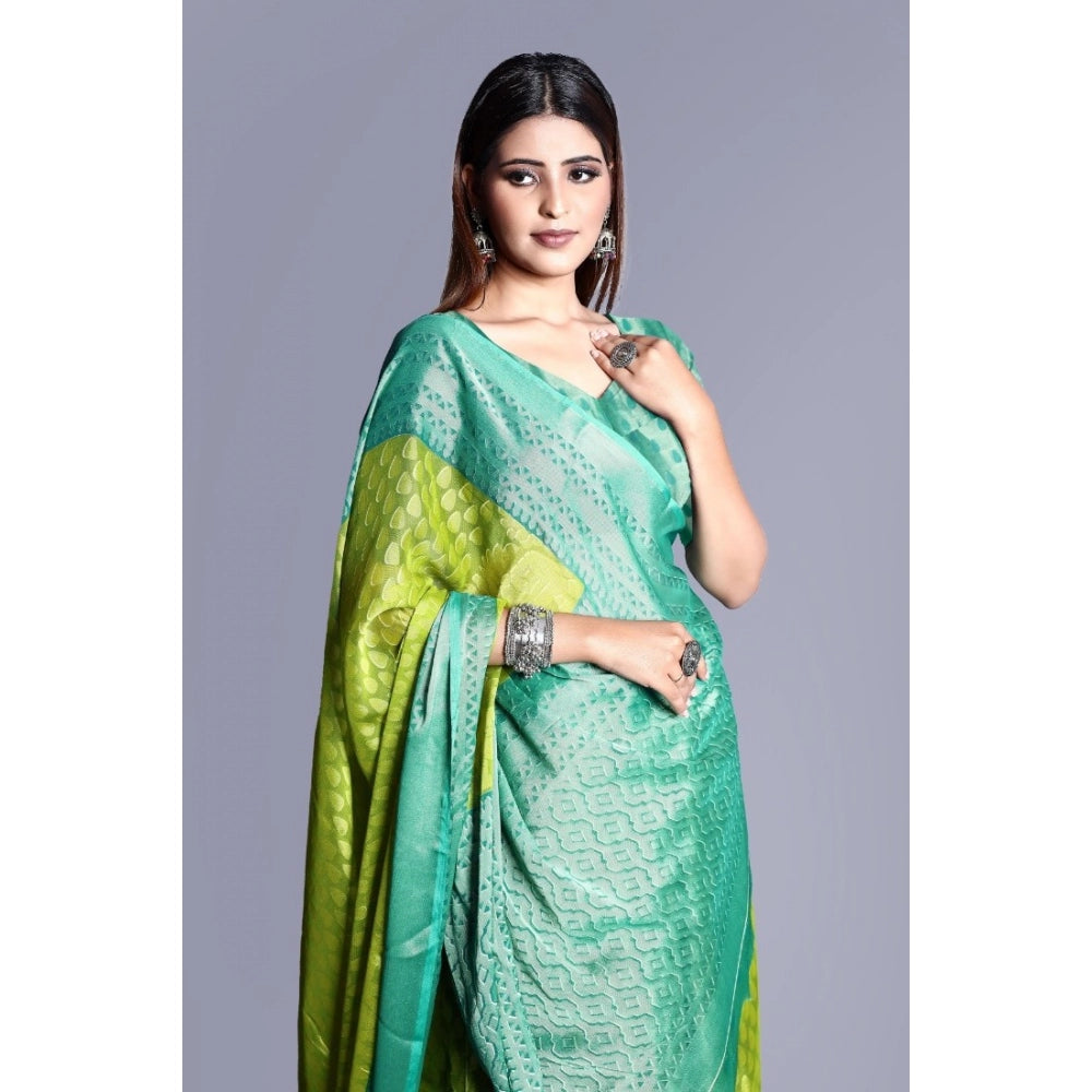 Awesome Viscose Rayon Printed Saree With Blouse piece