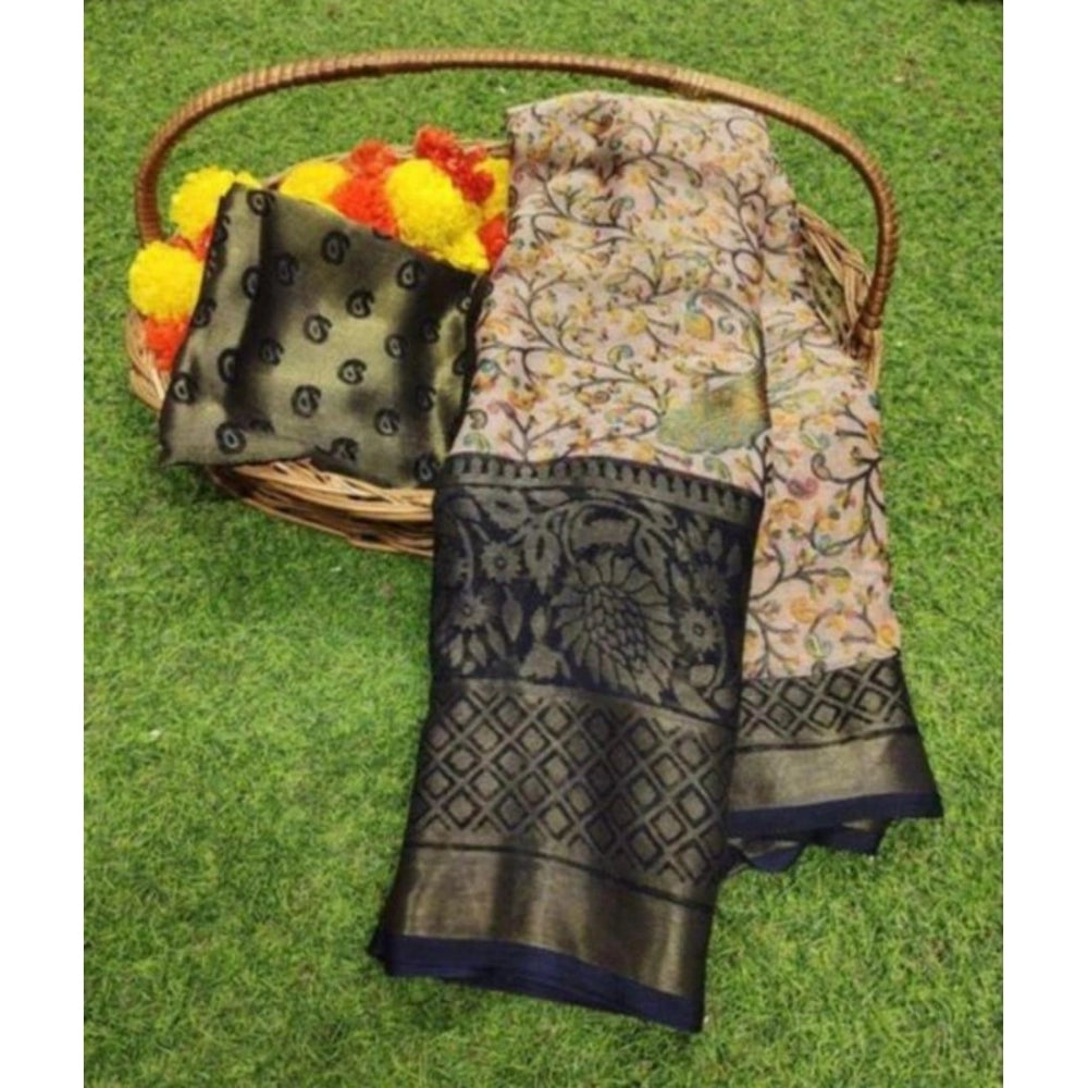 Lovely Viscose Rayon Printed Saree With Blouse piece