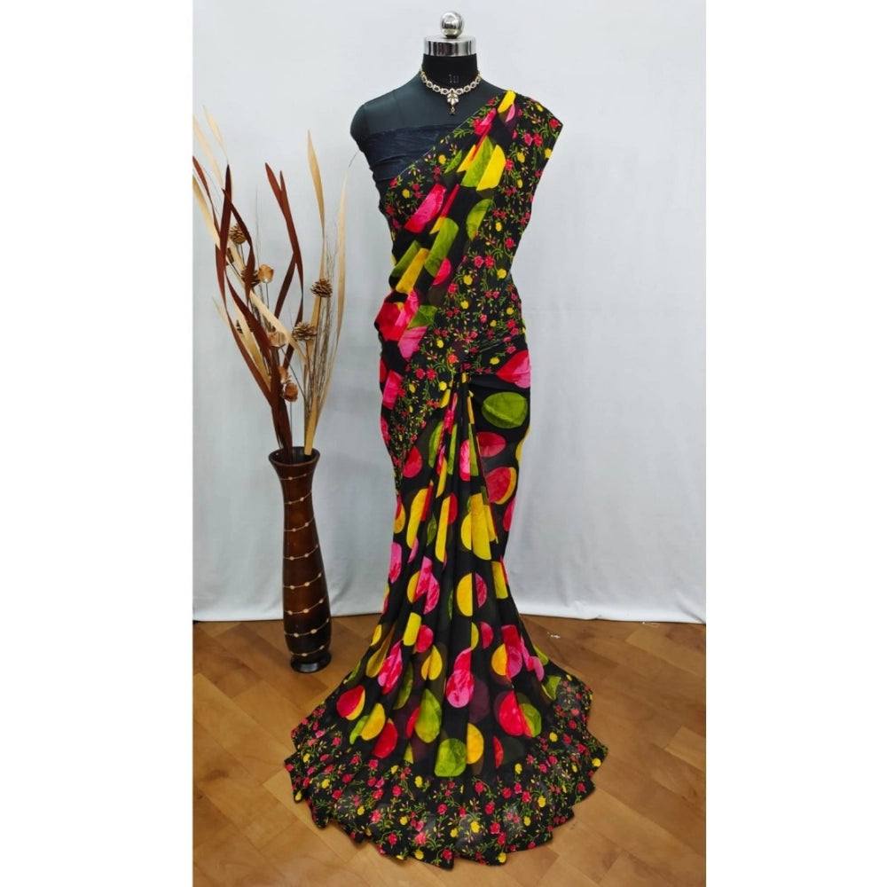 Embellished Georgette Printed Saree With Blouse piece