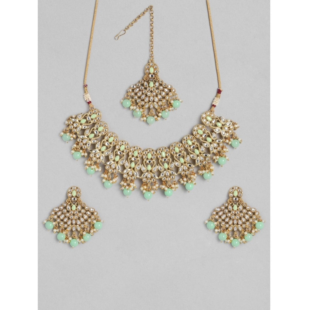 Shimmering Gold Plated Alloy Necklace and Earings Set