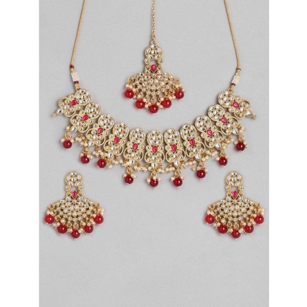 Shimmering Gold Plated Alloy Necklace and Earings Set