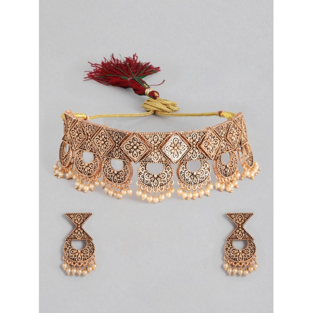 Glittering Gold Plated Alloy Necklace and Earings Set –