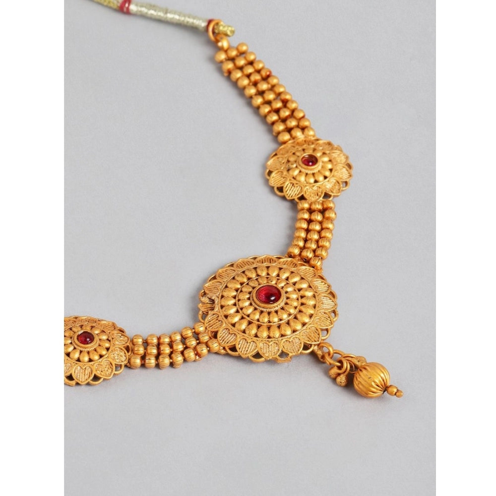 Royal Gold Plated Alloy Necklace and Earings Set