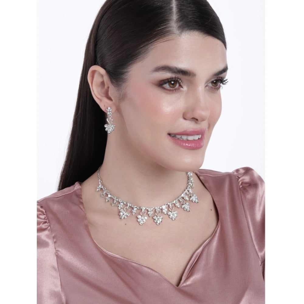 Unique SIlver Brass Necklace and Earings Set