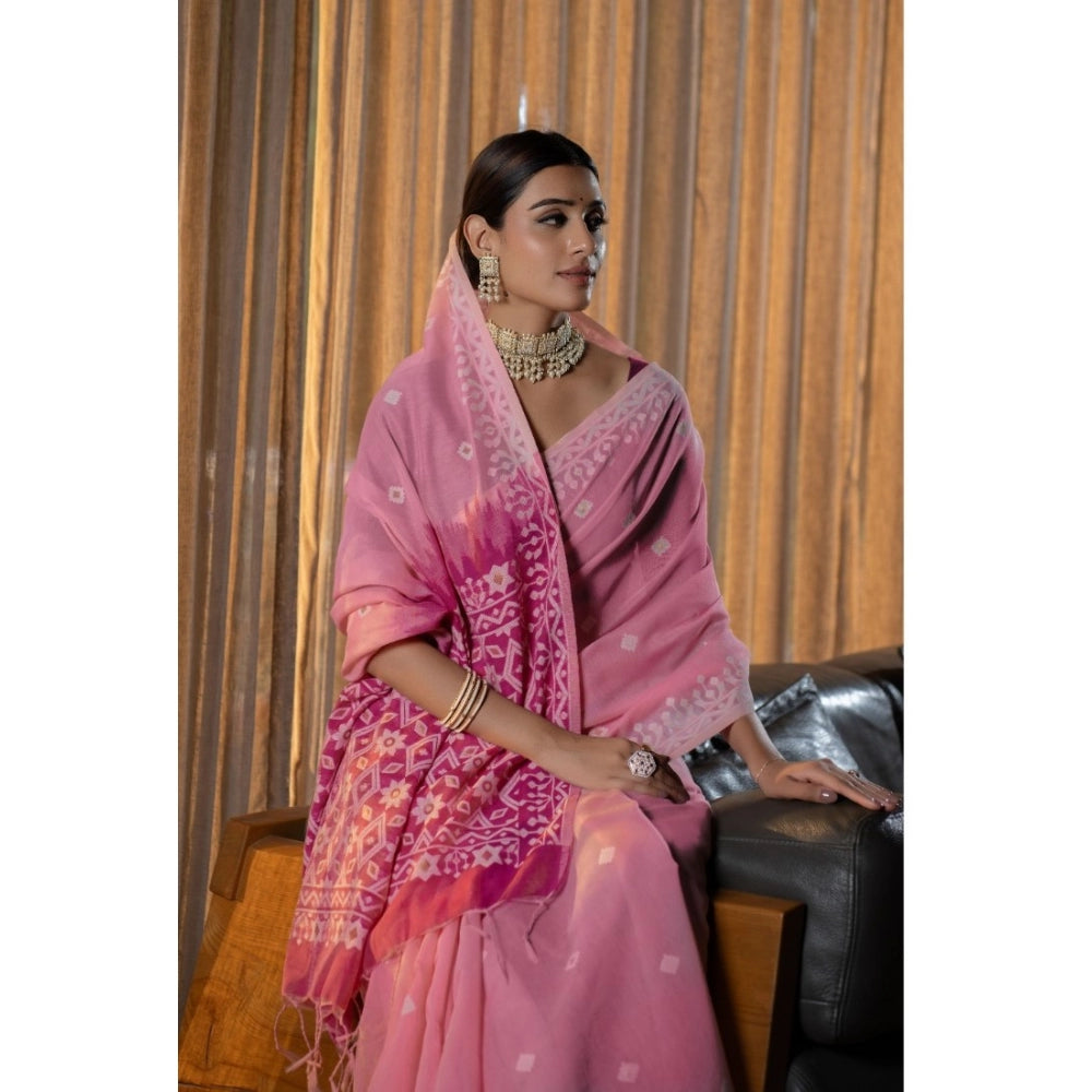 Designer Mulmul Cotton Printed Saree With Blouse Piece