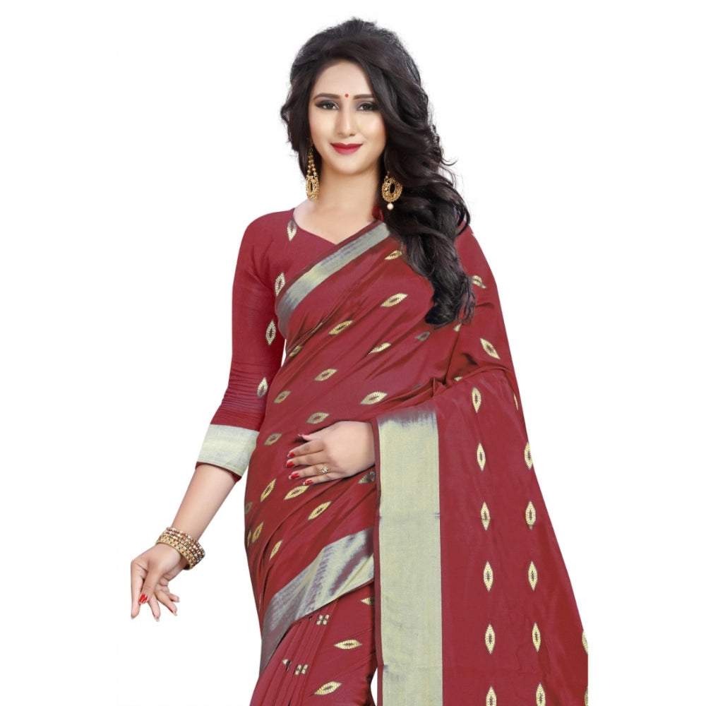 Sophisticated Silk Blend Woven Saree With Blouse Piece