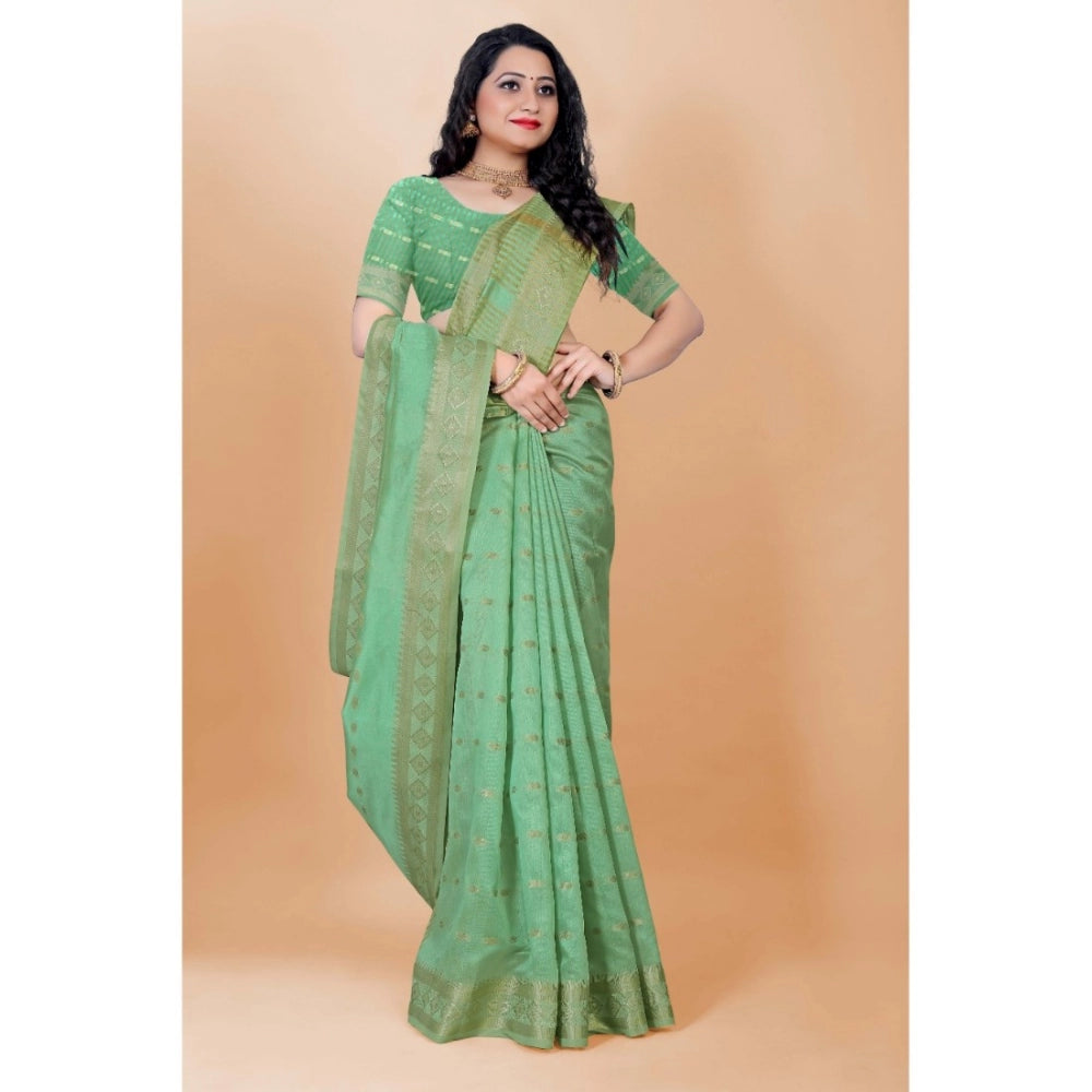 Sophisticated Silk Blend Woven Saree With Blouse Piece