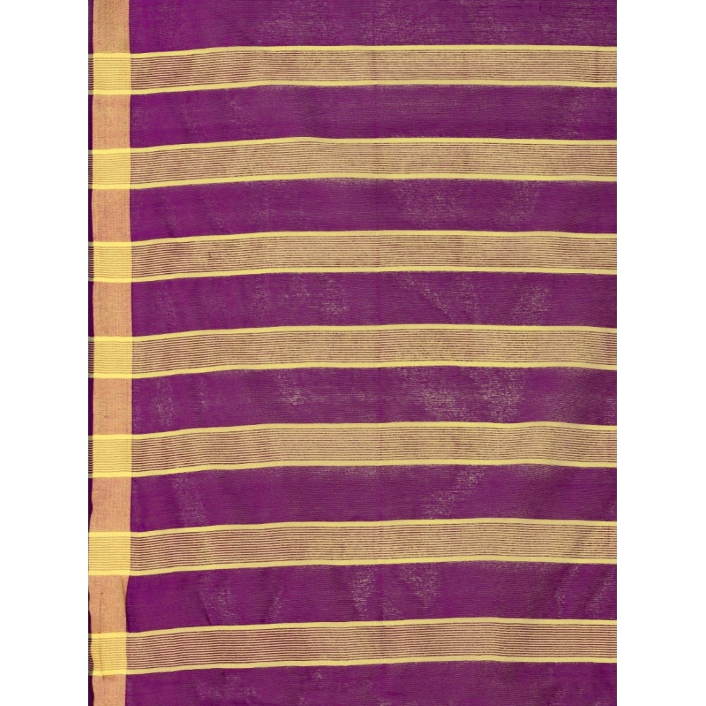 Delightful Cotton Silk Striped Saree With Blouse Piece