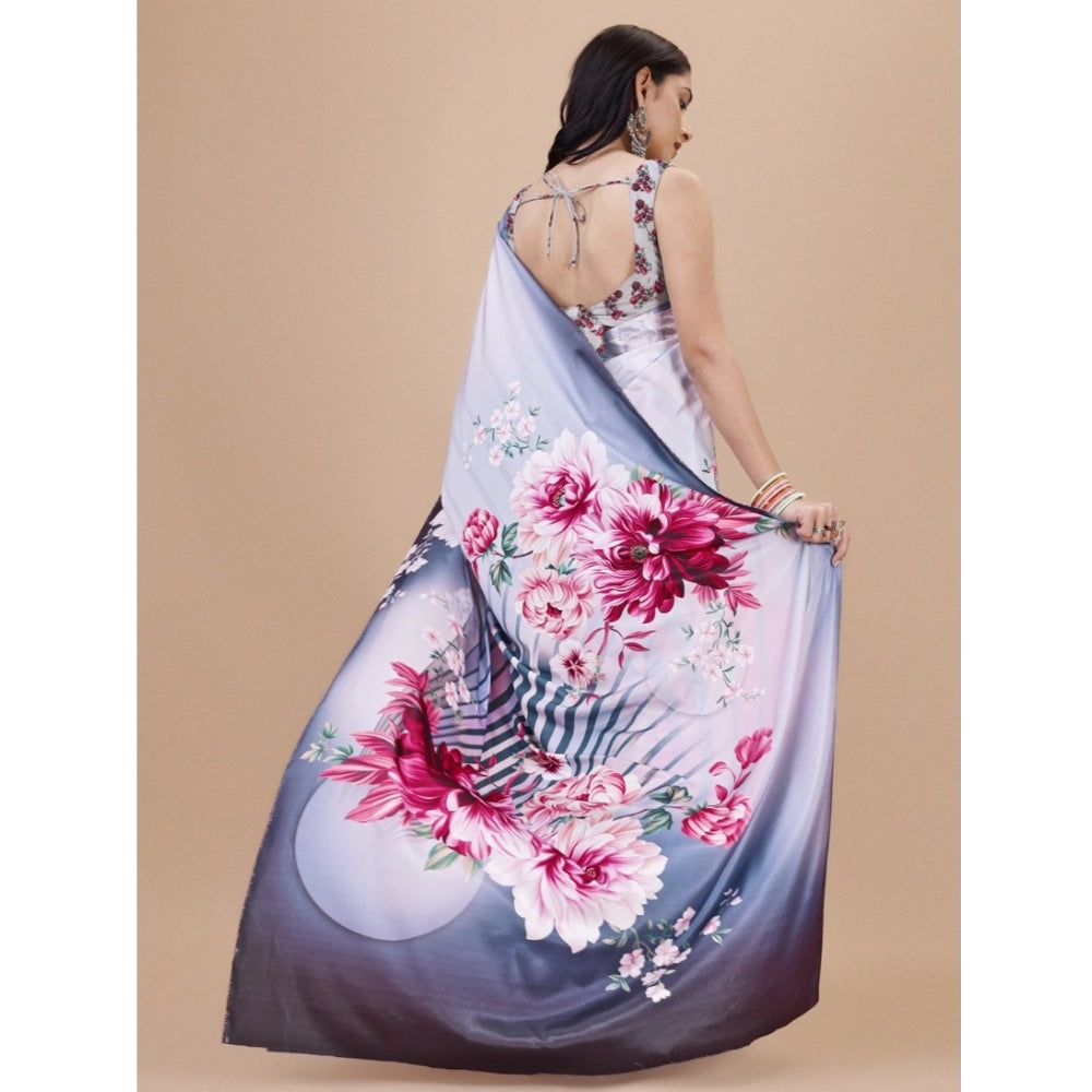 Fantastic Crepe Digital Print Saree With Blouse Piece