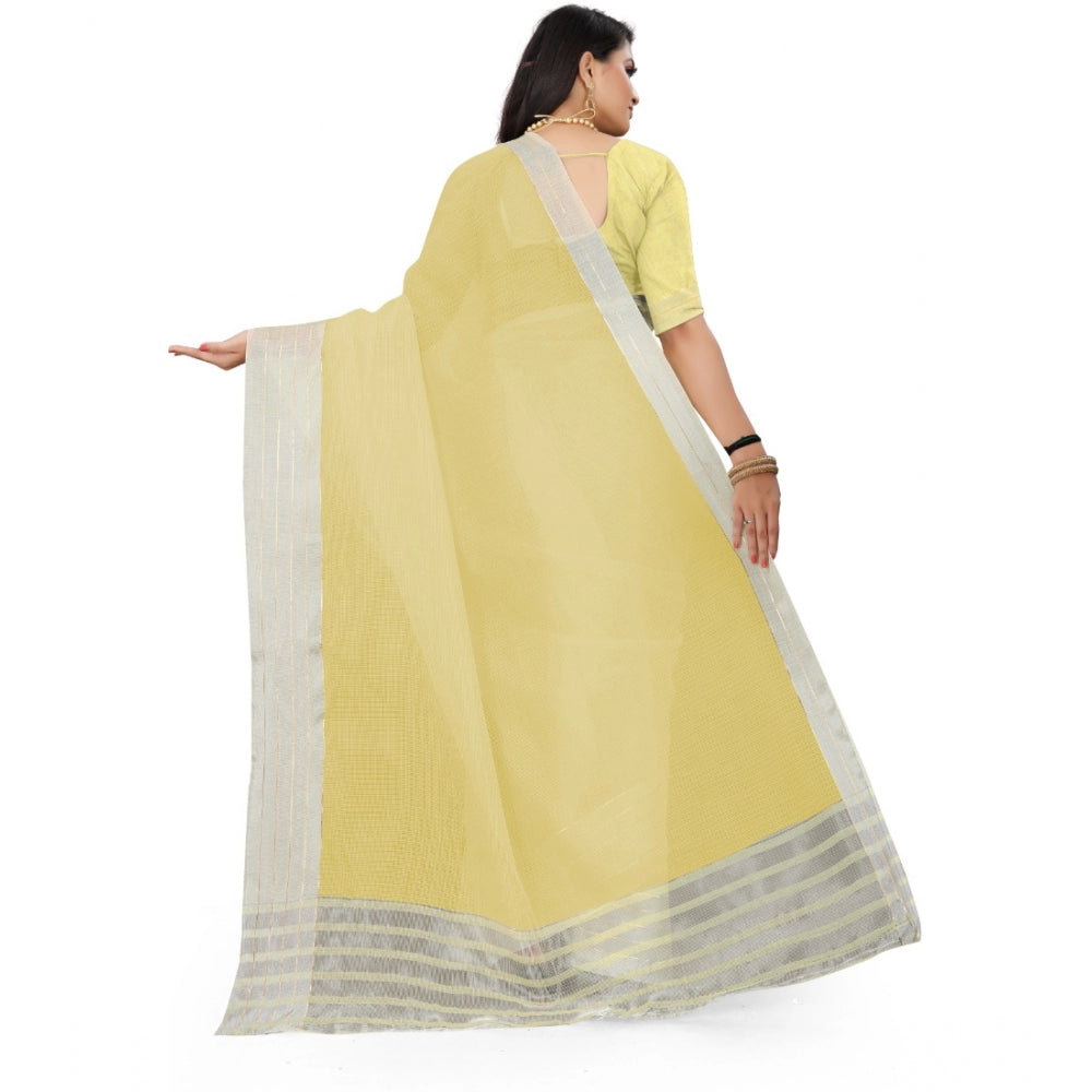 Wonderful Cotton Jute Self Design Saree With Unstitched Blouse