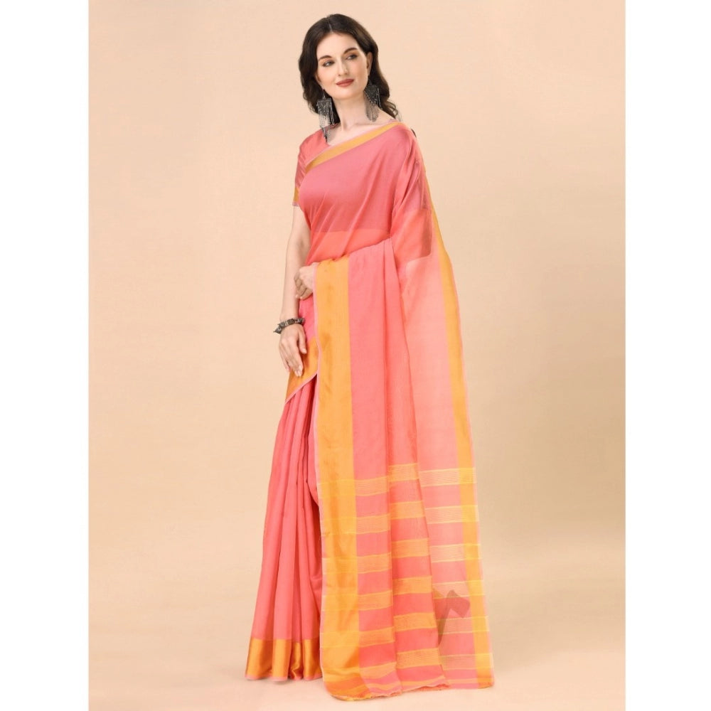 Delightful Cotton Silk Striped Saree With Blouse Piece
