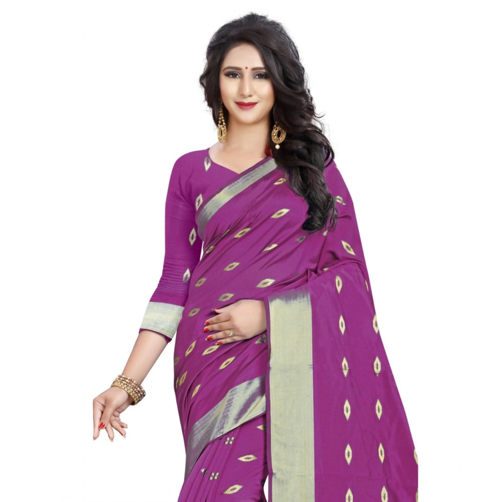 Sophisticated Silk Blend Woven Saree With Blouse Piece