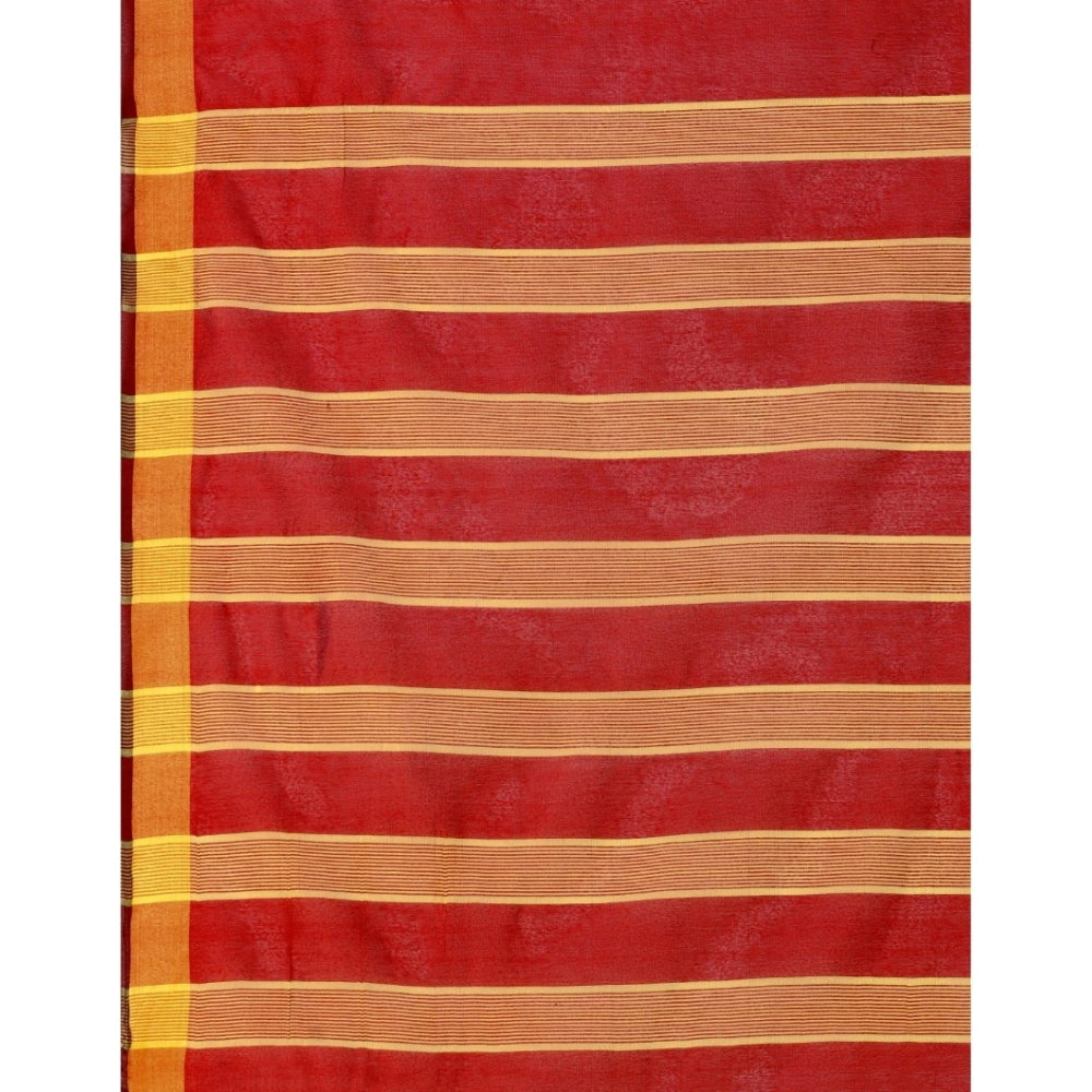 Delightful Cotton Silk Striped Saree With Blouse Piece