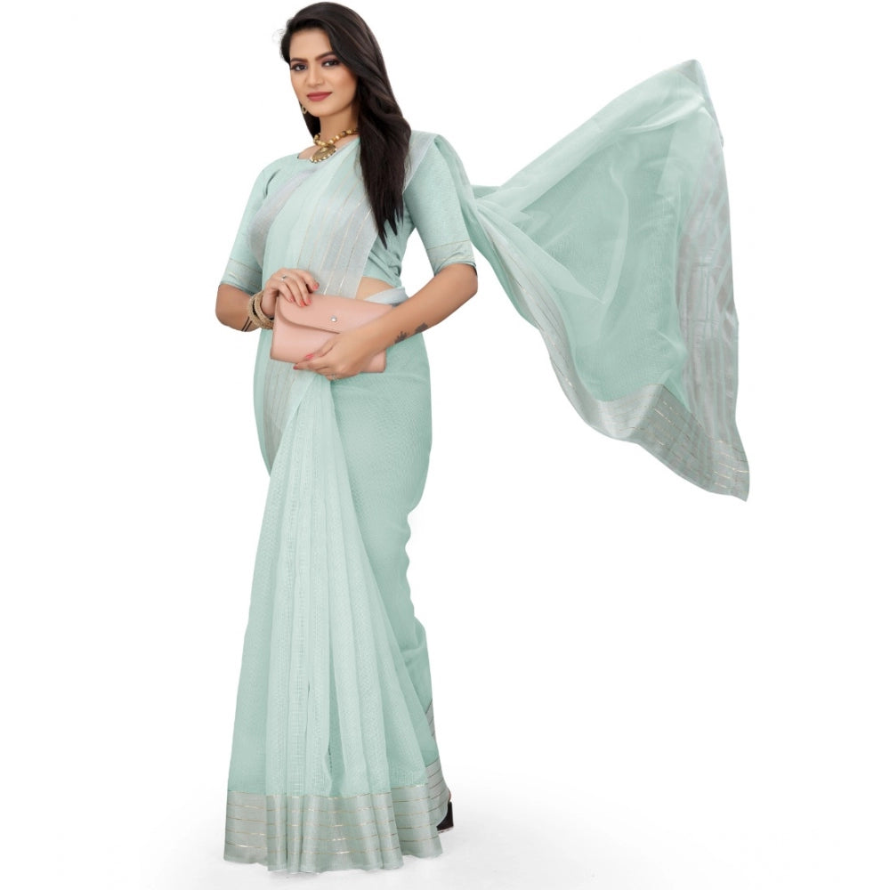 Gracious Cotton Jute Self Design Saree With Blouse Piece