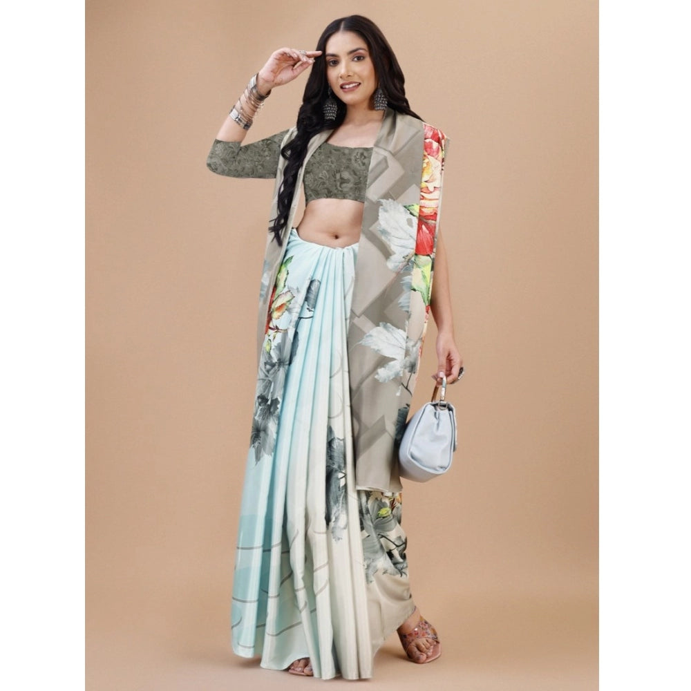 Fantastic Crepe Digital Print Saree With Blouse Piece