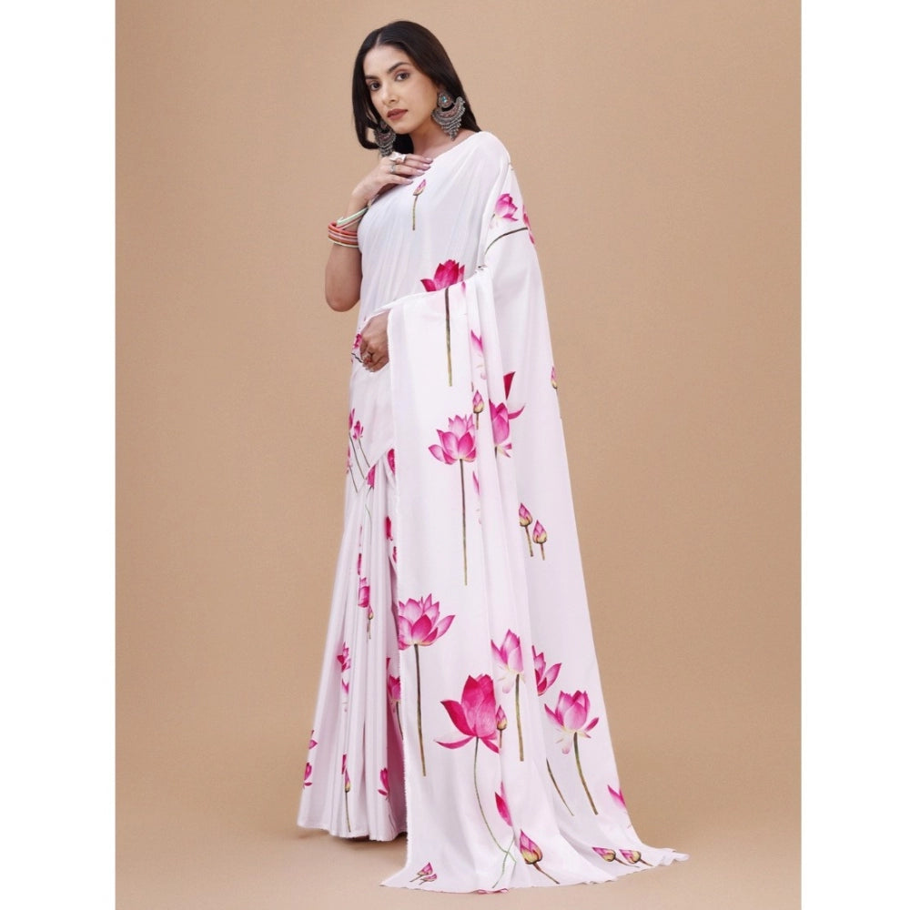 Fantastic Crepe Digital Print Saree With Blouse Piece