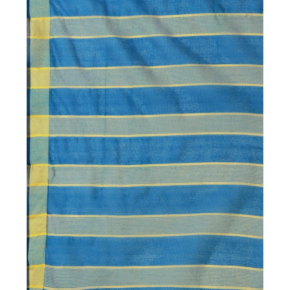 Delightful Cotton Silk Striped Saree With Blouse Piece