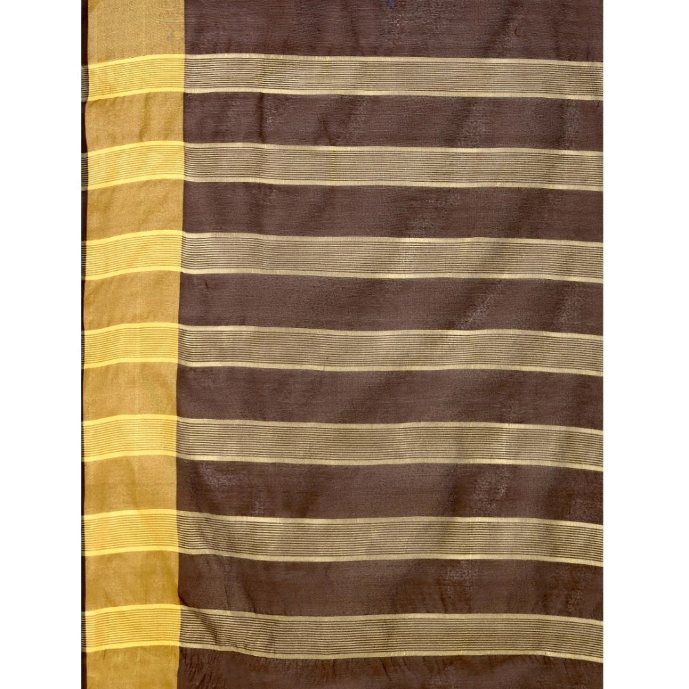 Delightful Cotton Silk Striped Saree With Blouse Piece