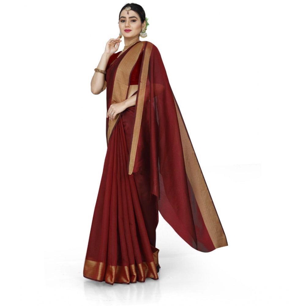 Dazzling Cotton Silk Self Design Saree With Blouse Piece