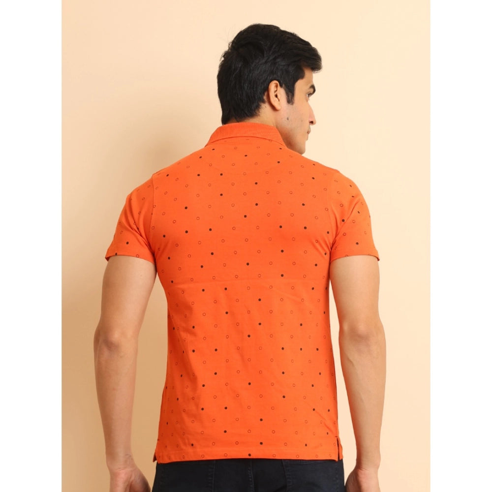 Men's Casual Cotton Printed Polo Neck Half Sleeve T Shirt