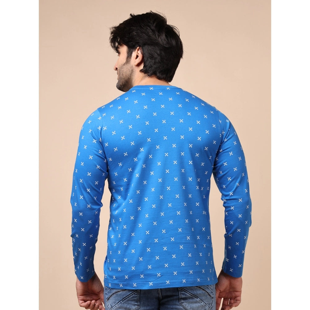 Men's Casual Cotton Printed Round Neck Full Sleeve T Shirt