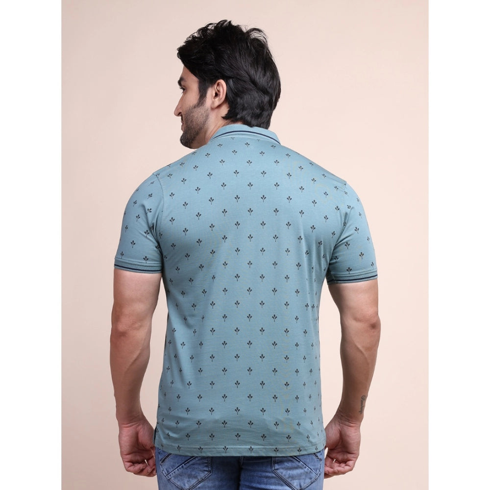 Dashing Men's Casual Cotton Printed Polo Neck Half Sleeve T Shirt