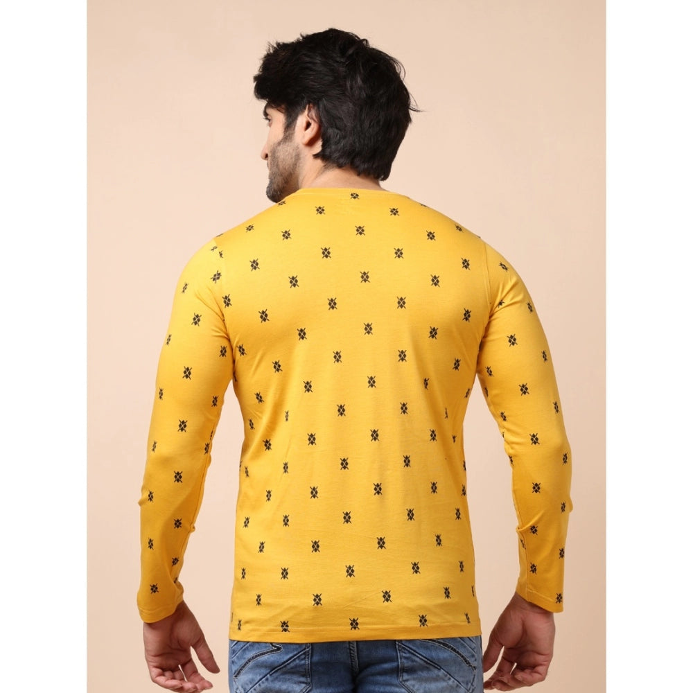 Men's Casual Cotton Printed Round Neck Full Sleeve T Shirt