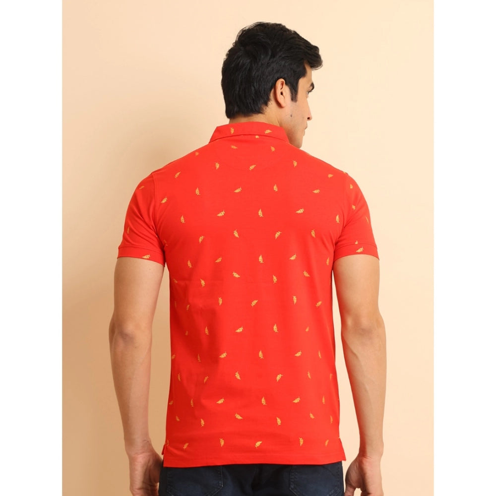 Men's Casual Cotton Printed Polo Neck Half Sleeve T Shirt