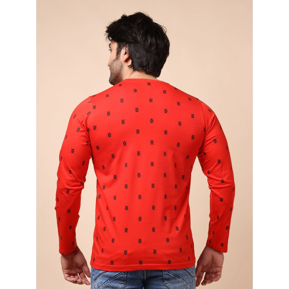 Men's Casual Cotton Printed Round Neck Full Sleeve T Shirt