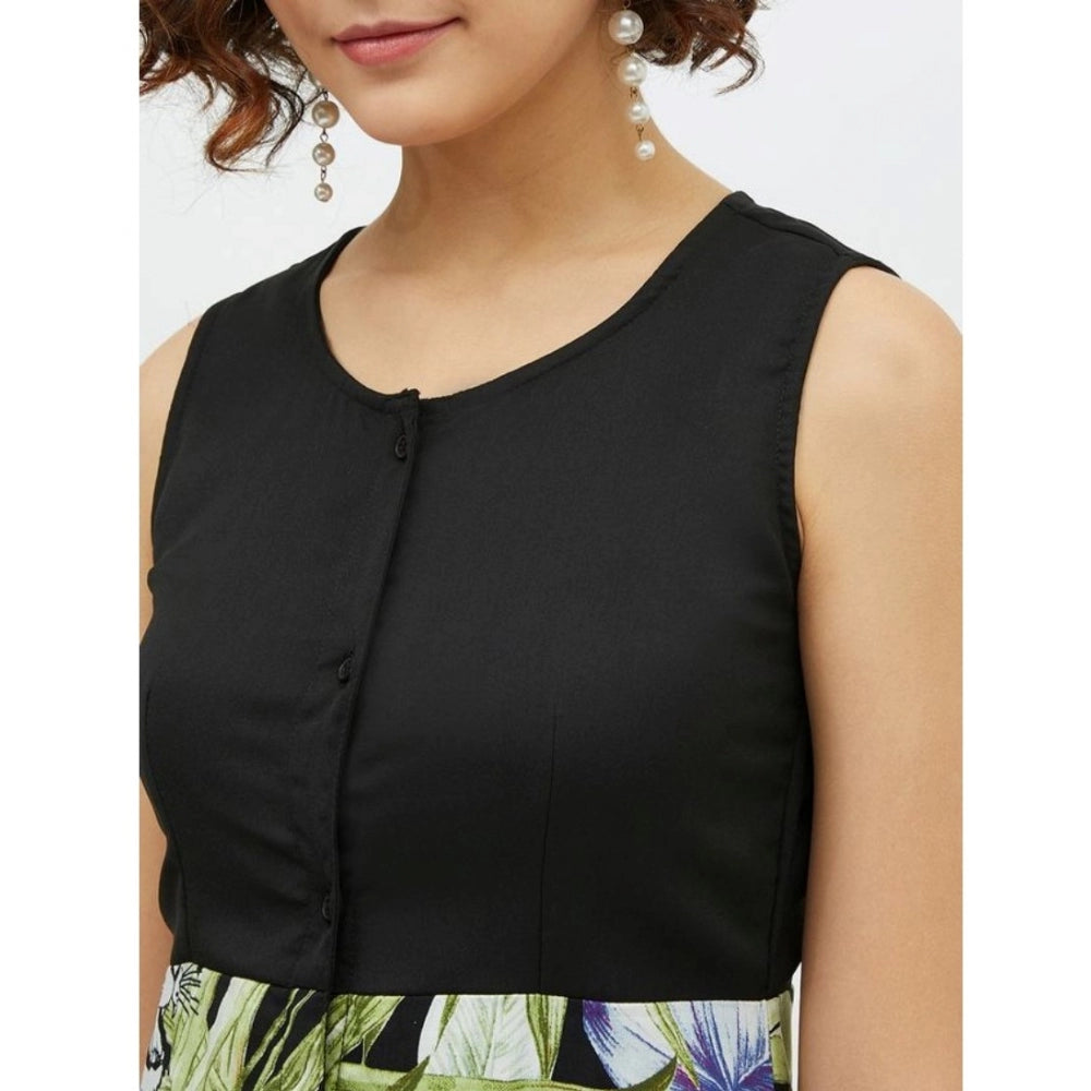 Modish Rayon Floral Sleeveless Calf length Dress