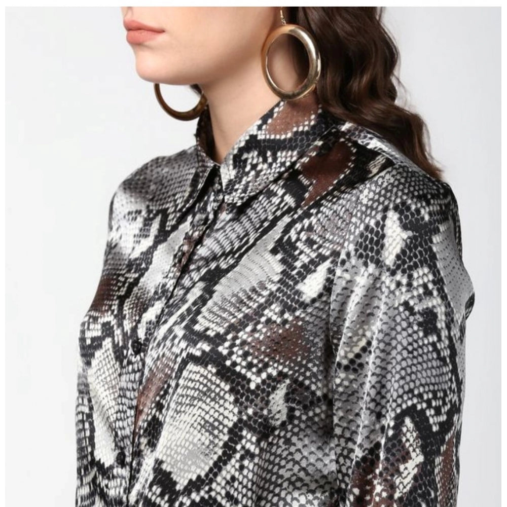 Snazzy Satin Printed Long Sleeves Standard Length Shirt