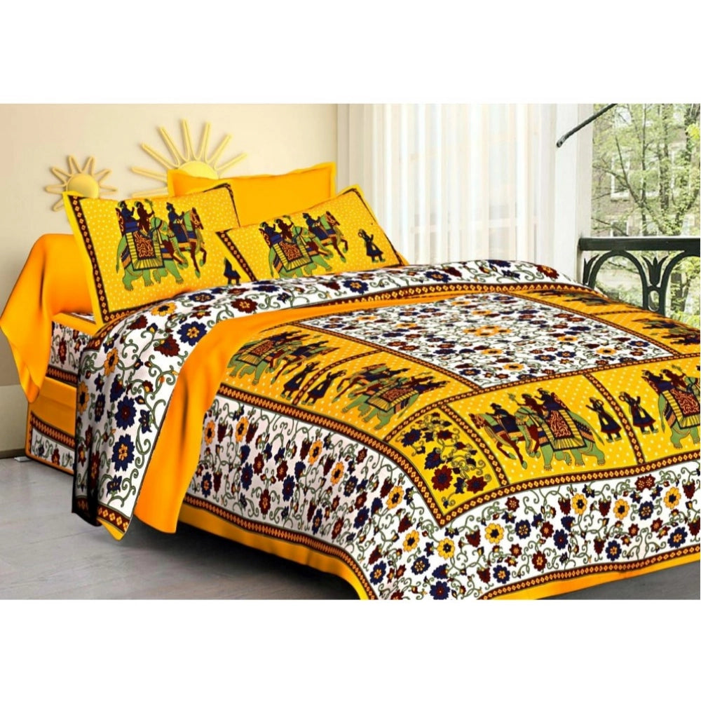 Alluring Cotton Printed Queen Size Bedsheet With 2 Pillow Covers