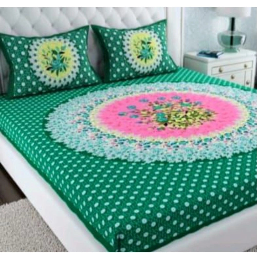 Alluring Cotton Printed Queen Size Bedsheet With 2 Pillow Covers