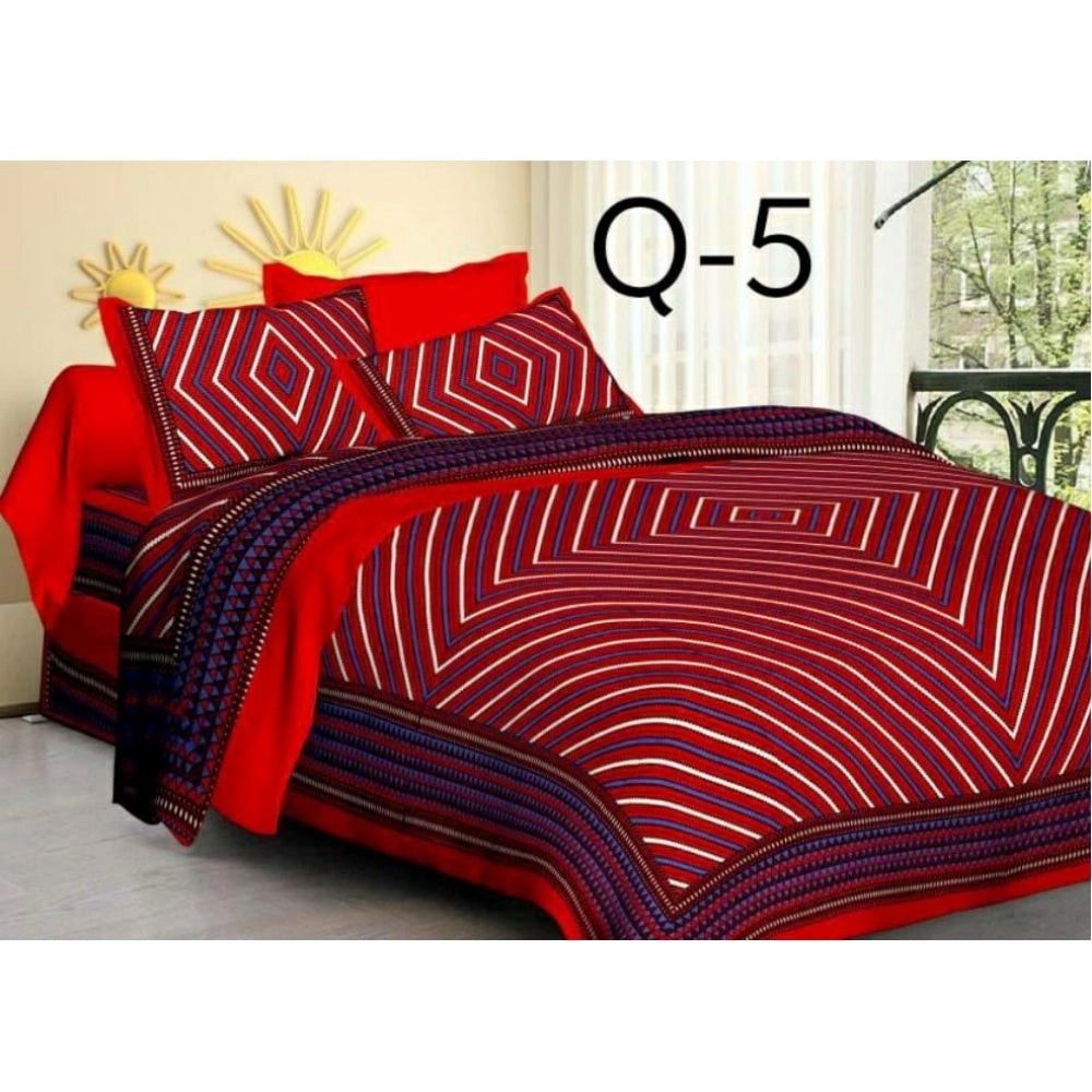 Alluring Cotton Printed Queen Size Bedsheet With 2 Pillow Covers