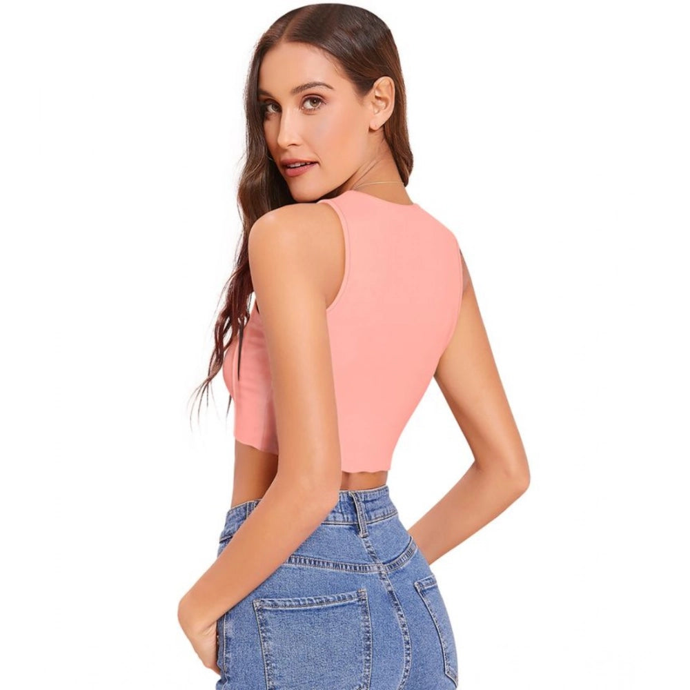 Glamorous Women's Polyester Solid Sleeveless Round Neck Top