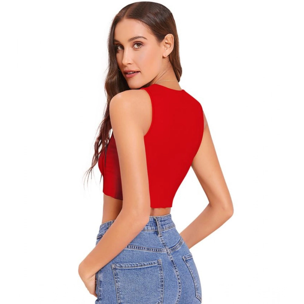 Glamorous Women's Polyester Solid Sleeveless Round Neck Top