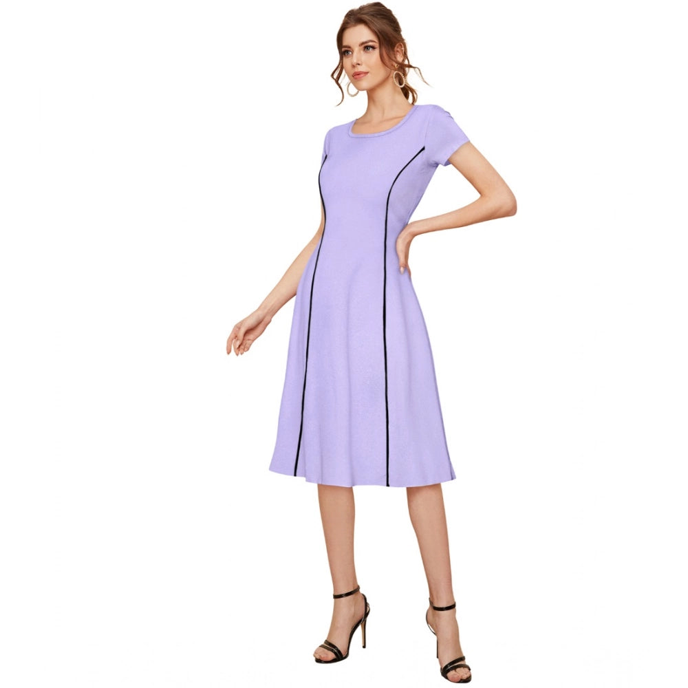 Fashionista Women's Knitting strachable Solid Round Neck Cap Sleeve Dress