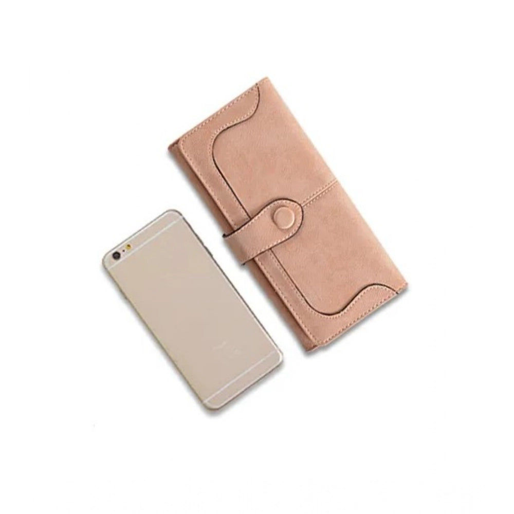 Versatile Women's Faux Leather Medium Snap Button Wallet